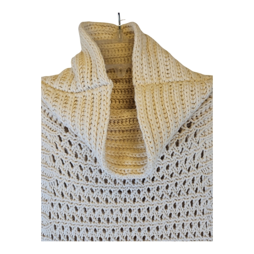 Free People Northern Lights Sleeveless Crochet Sweater Ivory Cream Size M - Picture 2 of 6